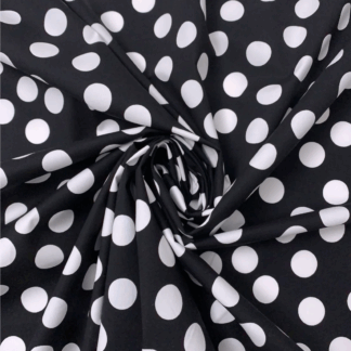 Black Cotton fabric with white logo print LC05
