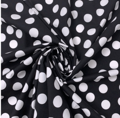 Black Cotton fabric with white logo print LC05
