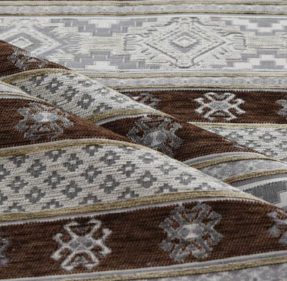 White and Brown Jacquard Fabric FJ02