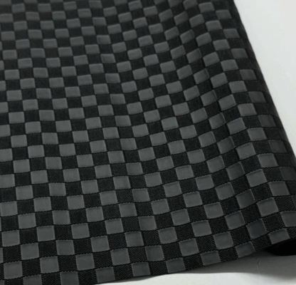 Black Embossed Leather Fabric | Checkered Damier Leather Black LL66