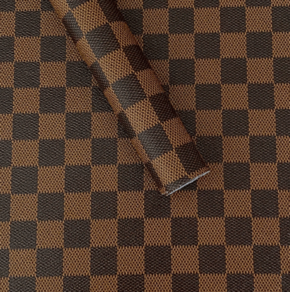 Brown Checkered Leather fabric for sale by the yard LL71
