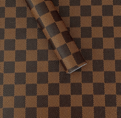 Brown Checkered Leather fabric for sale by the yard LL71 - Image 2