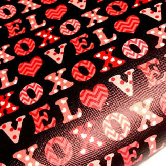 Brown Leather Fabric With Big Letters LL43